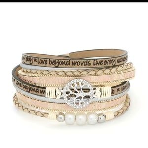 Tree of Life Multilayer Bracelet - Cream and Brown